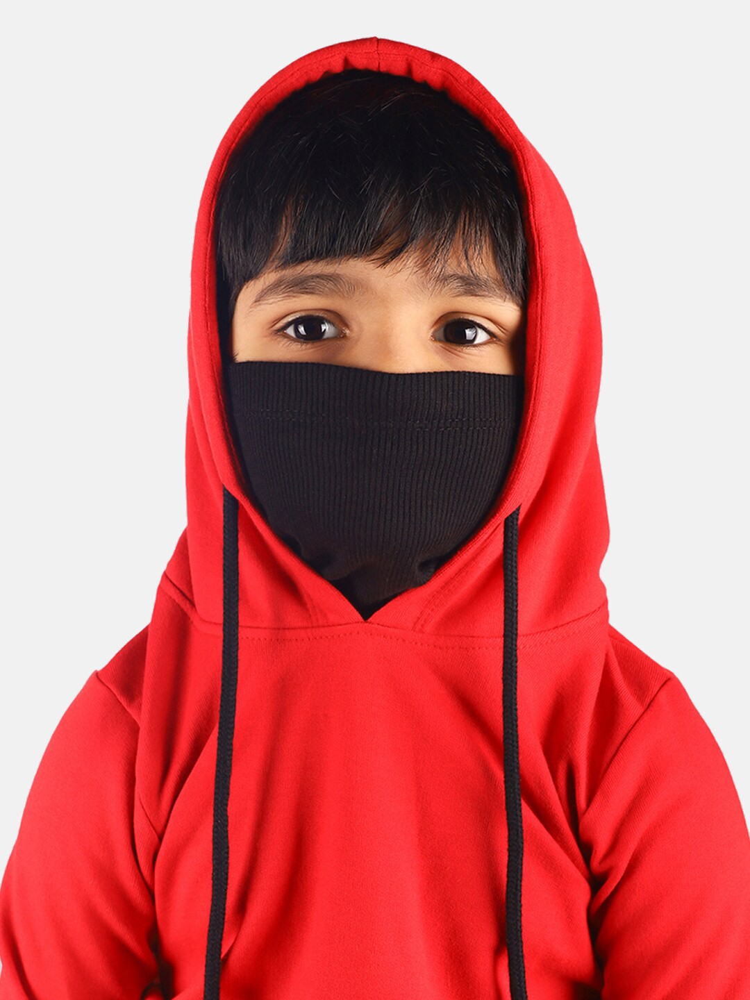 

YK Disney Boys Red Printed Hooded Sweatshirt With Attached Face Covering