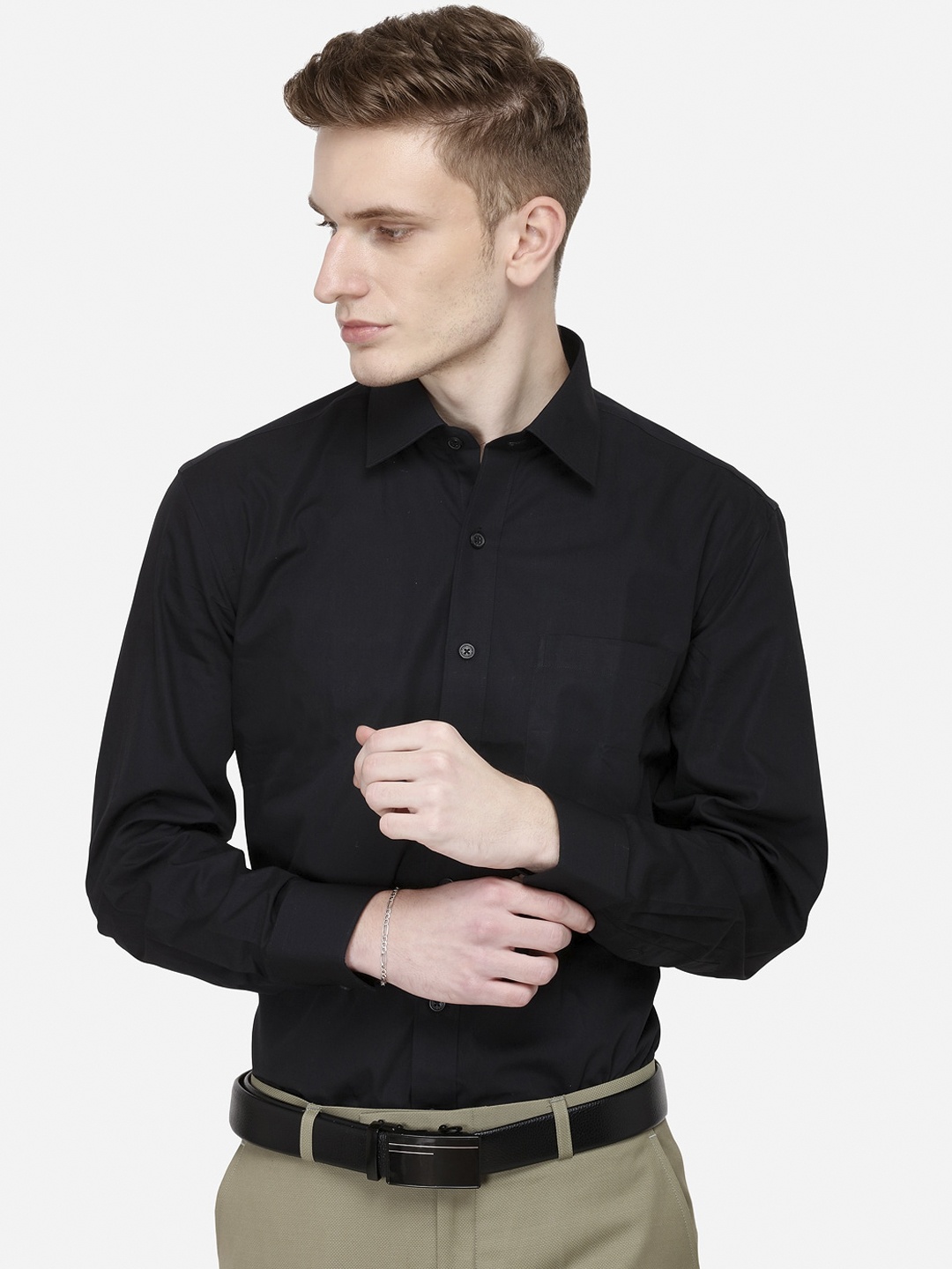 

JADE BLUE Men Black Regular Fit Solid Formal Shirt