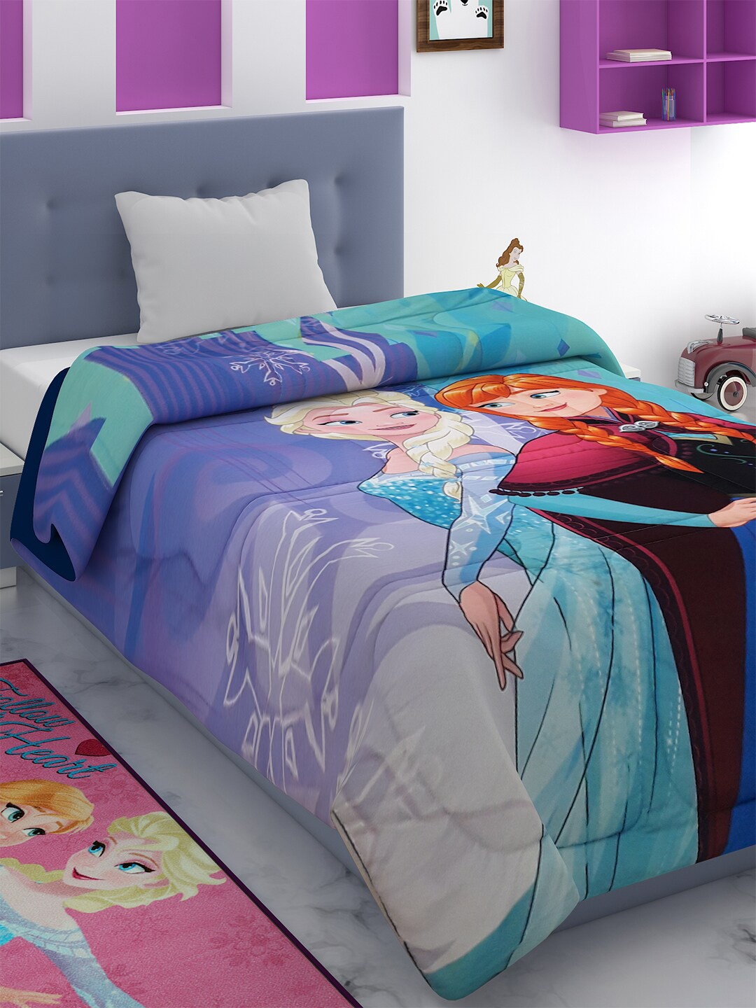 

Disney Blue Frozen Princesses AC Room 300 GSM Single Bed Comforter