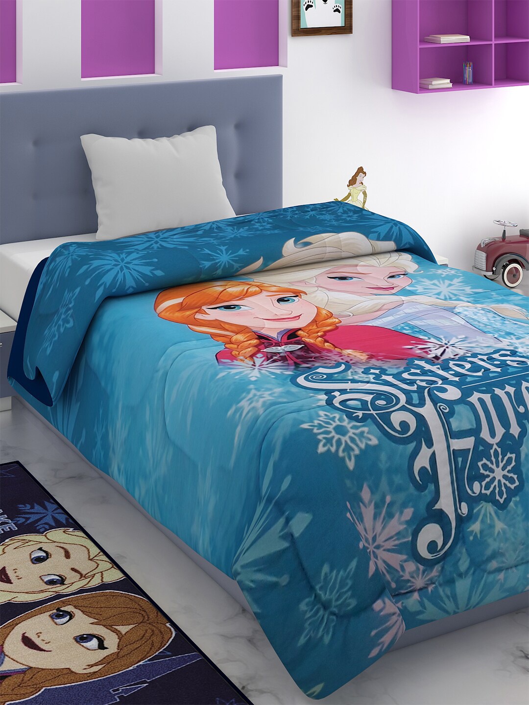 

Disney Blue Cartoon Characters AC Room 300 GSM Single Bed Comforter