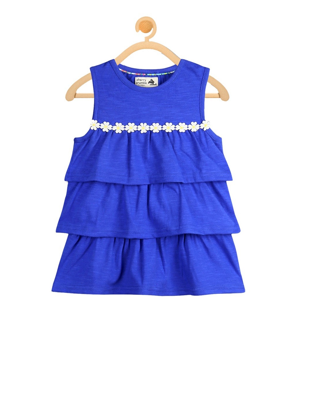 

Cherry Crumble Girls Blue Solid Knitted A-Line Dress