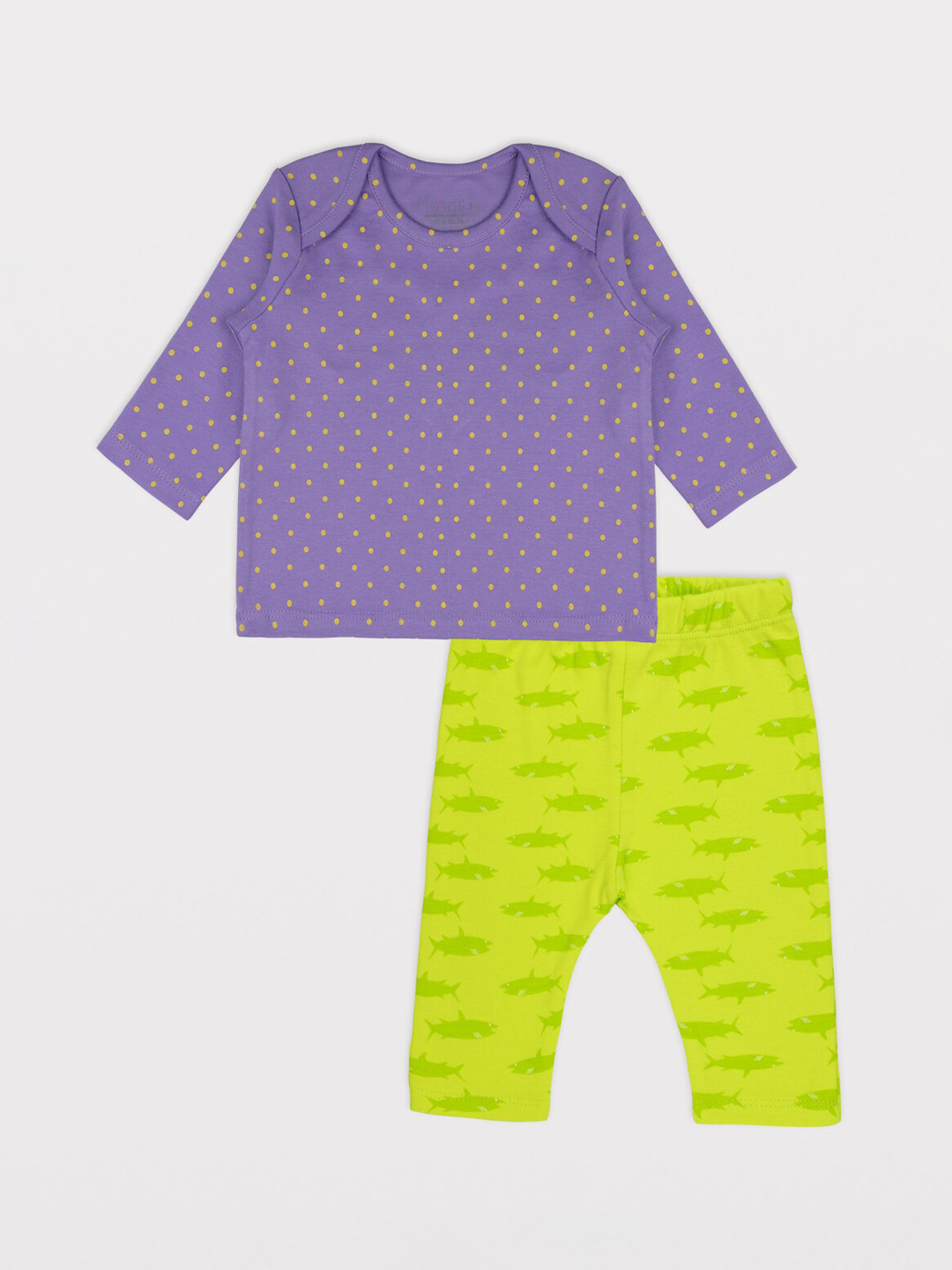 

PLAYNESS Unisex Kids Purple & Lime Green Printed Night Suit