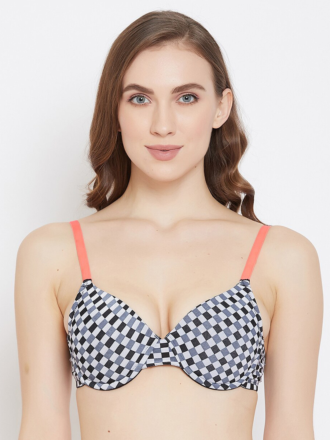 

Clovia Grey Printed Underwired Lightly Padded T-shirt Bra BR1047P0542B