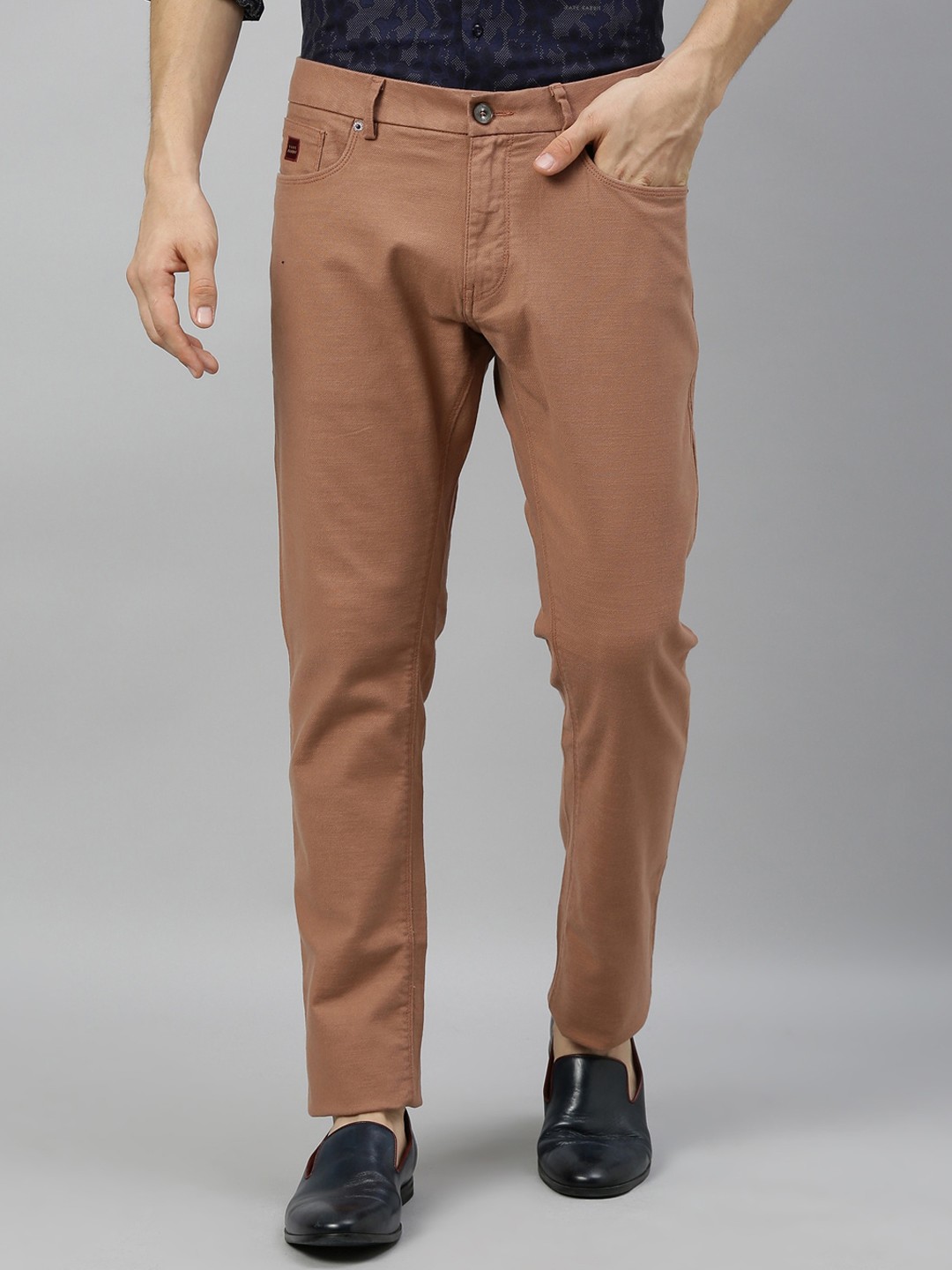 

RARE RABBIT Men Brown Regular Fit Solid Regular Trousers