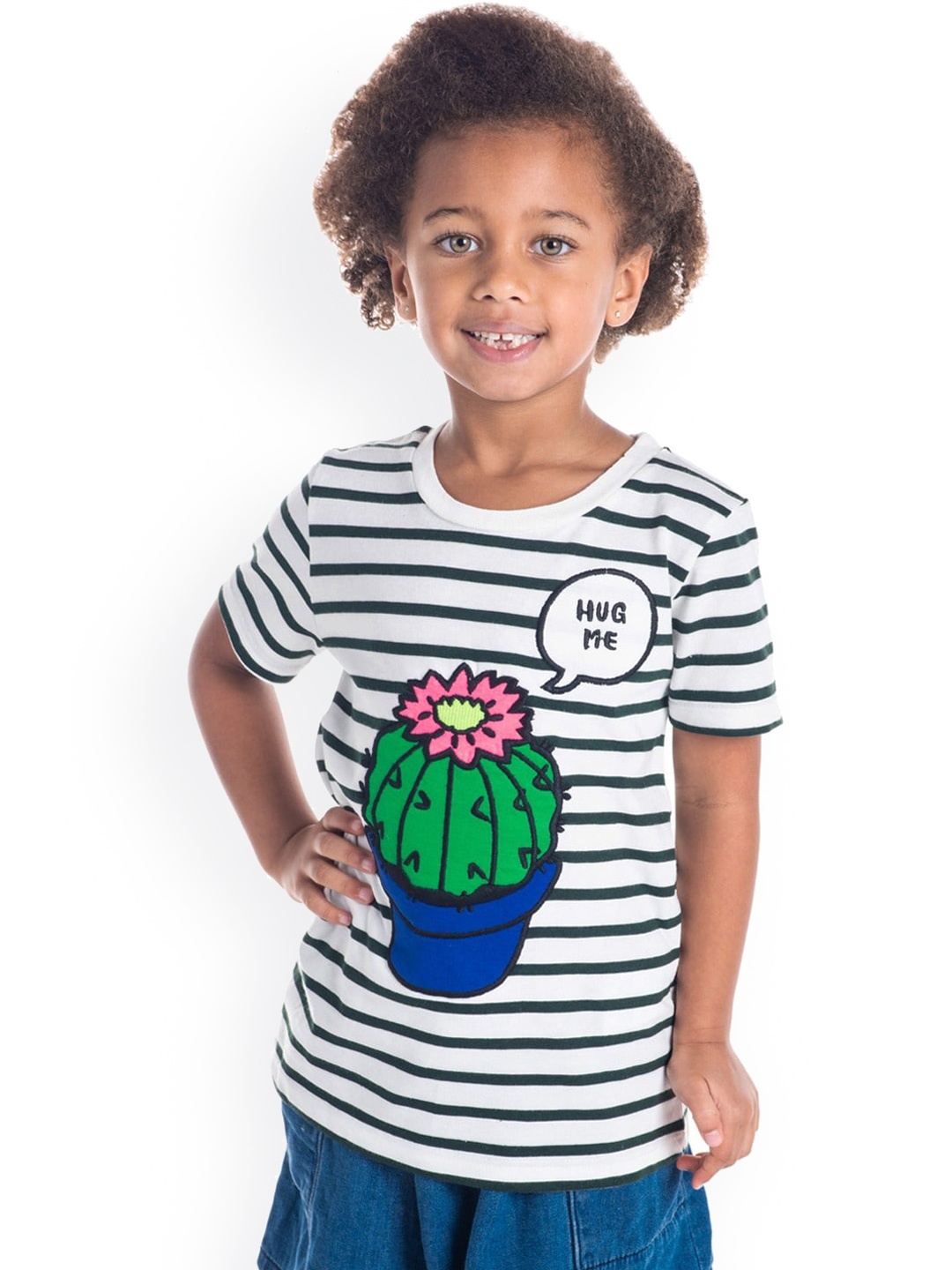 Cherry Crumble Girls White Printed Round Neck T-shirt