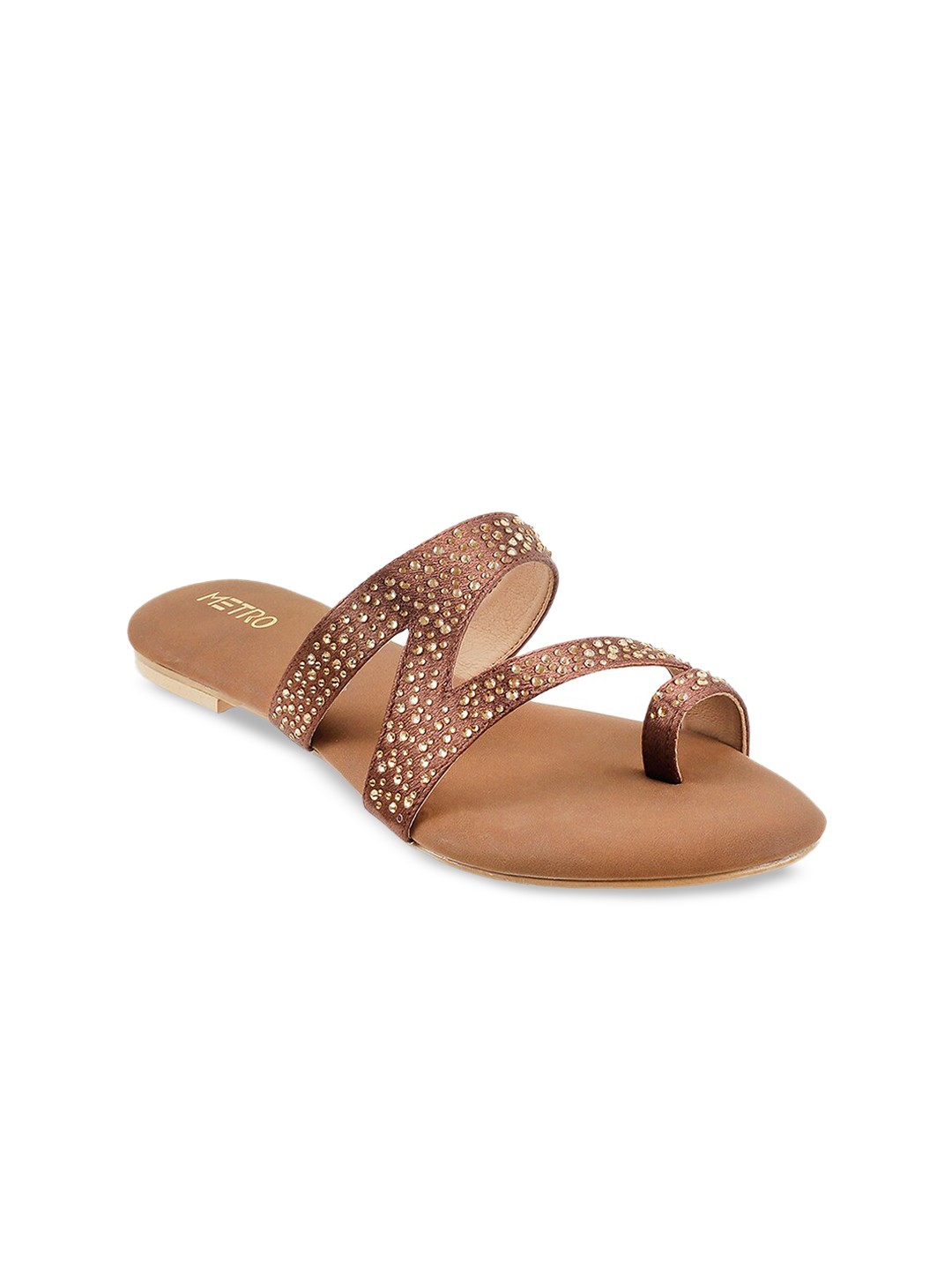 

Metro Women Bronze-Toned Embellished One Toe Flats