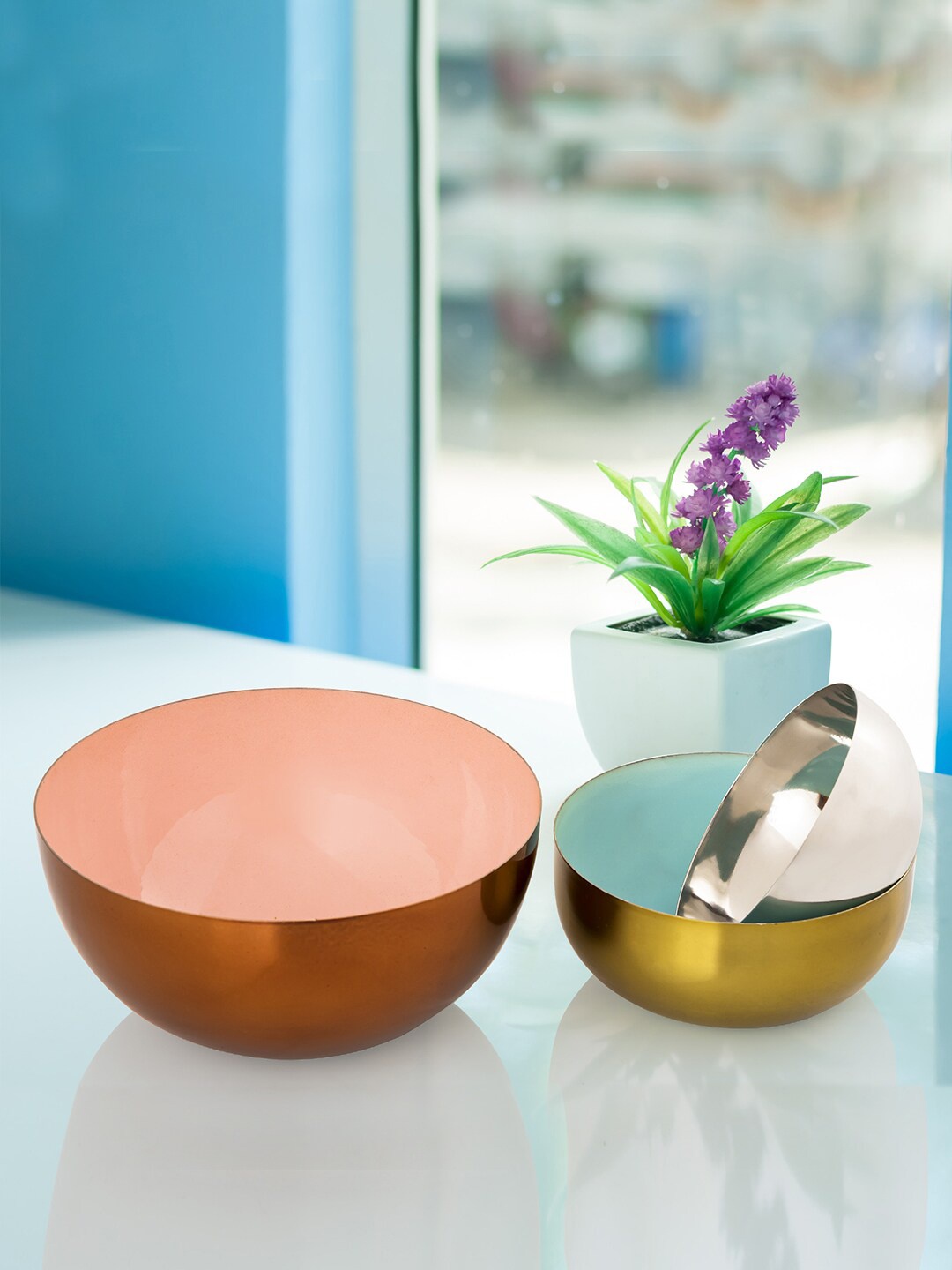 

Aapno Rajasthan Set of 3 Solid Steel Bowl Set, Gold
