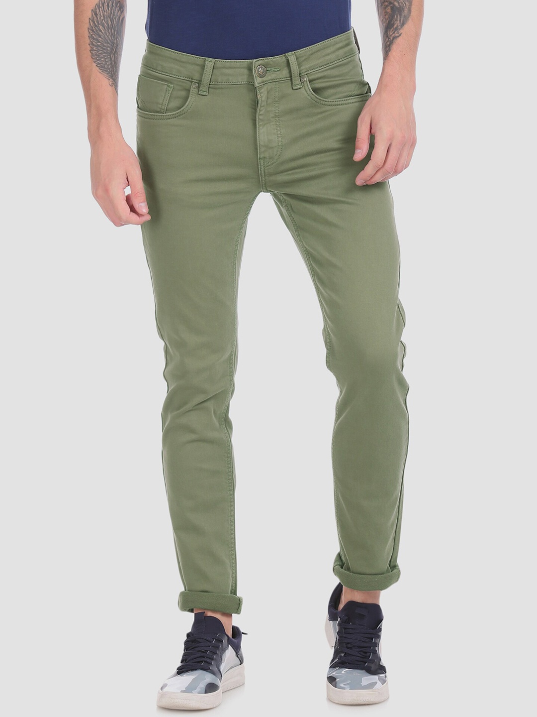 

RUF & TUF Men Olive Green Slim Fit Clean Look Stretchable Jeans