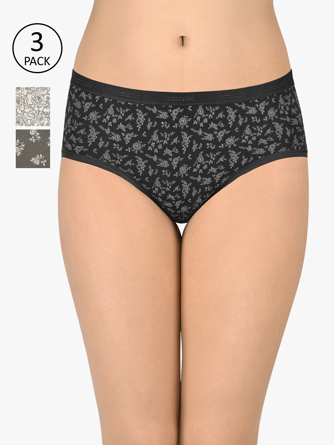 Amante Women Pack of 3 Assorted Hipster Briefs PPK43101
