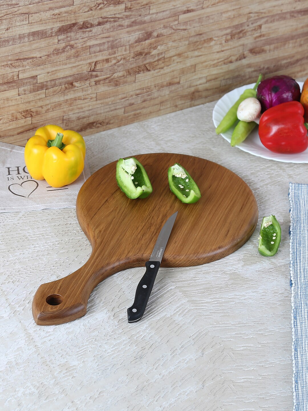 

Safal Brown Pure Natural Teak Wood Circular Sustainable Chopping Board