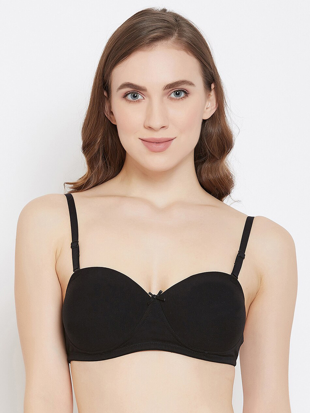 

Clovia Black Solid Non-Wired Lightly Padded Balconette Bra BR1077P1336E