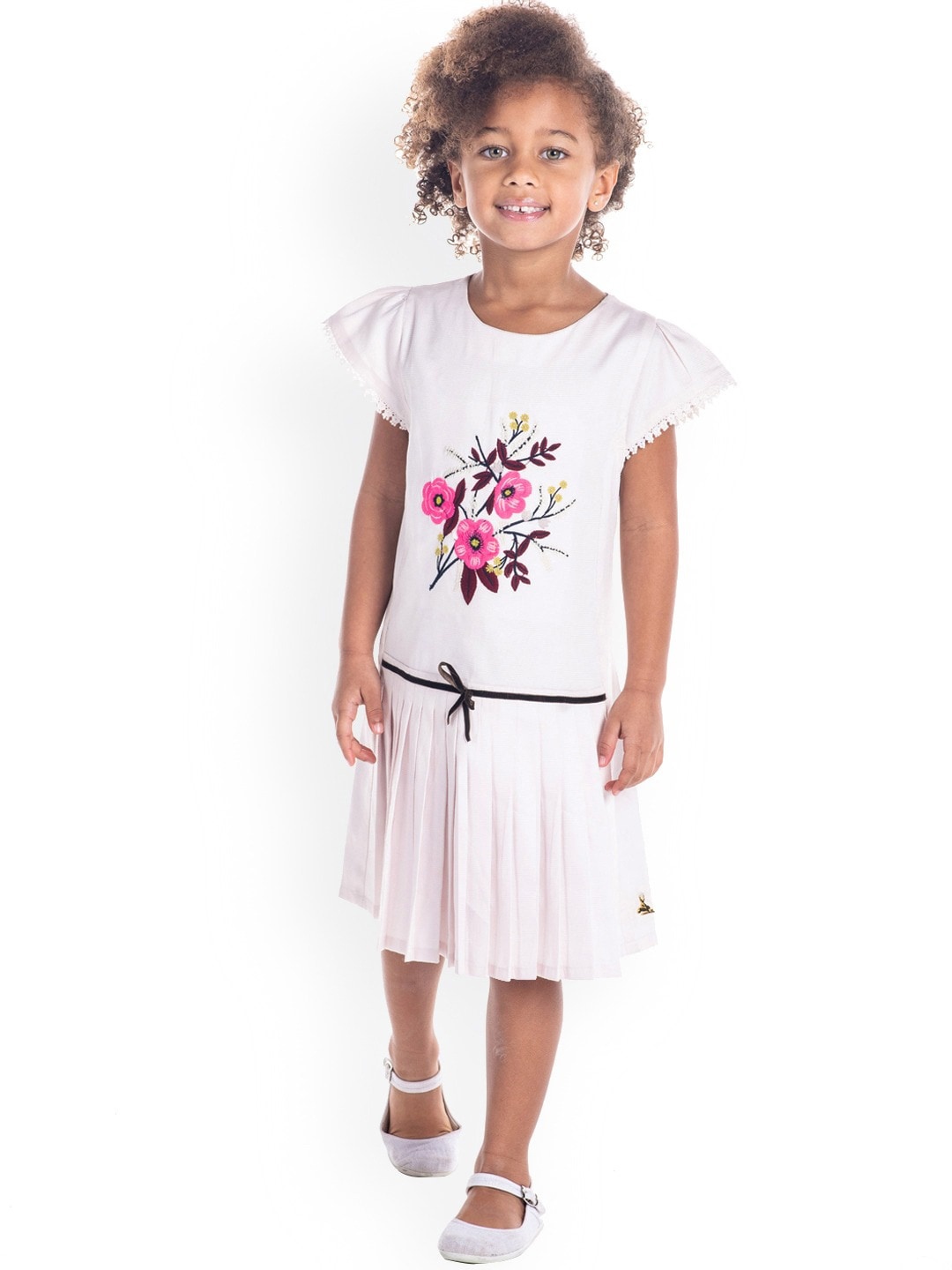 

Cherry Crumble Girls Pink Printed Drop-Waist Dress