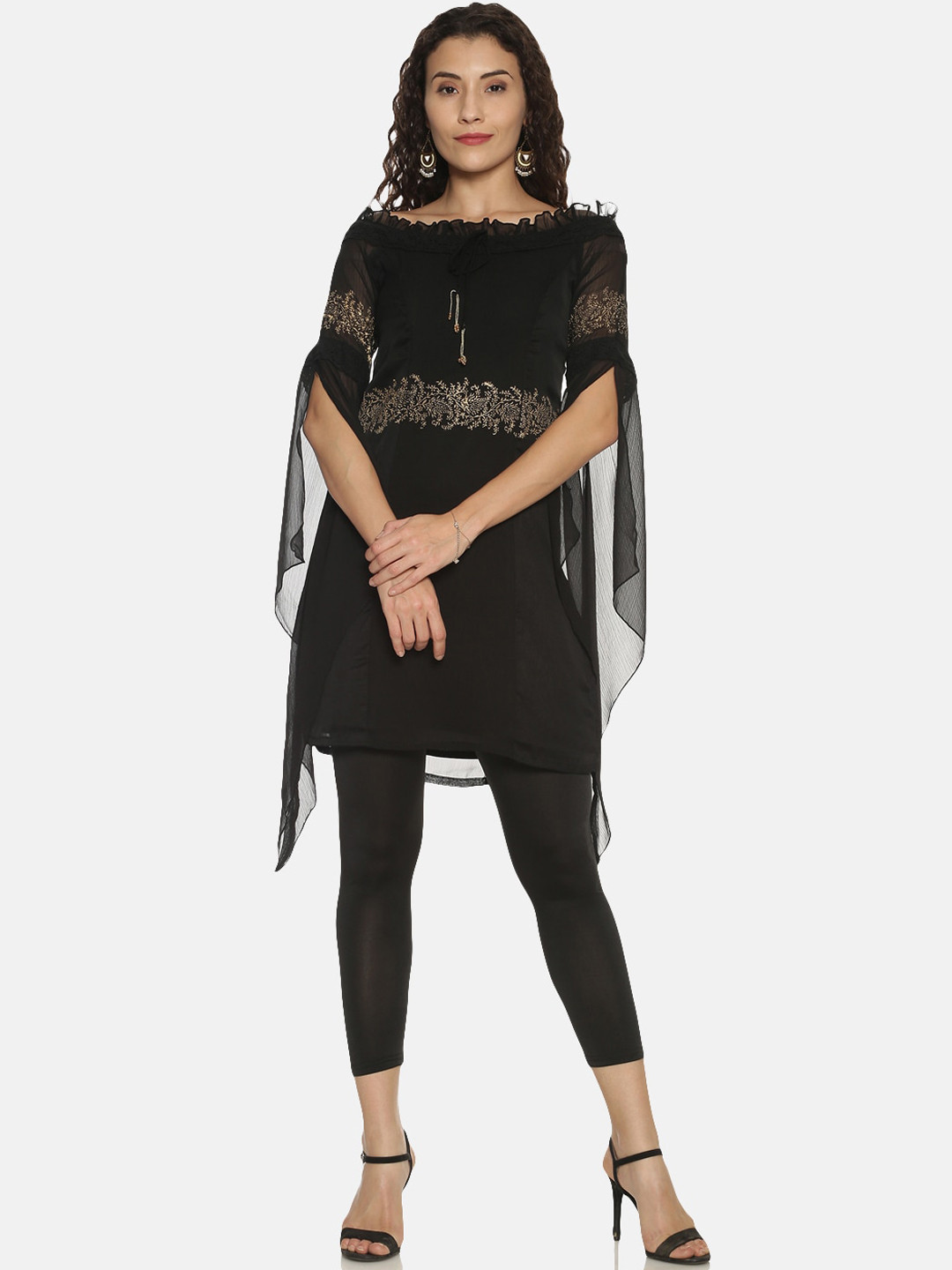 

Ira Soleil Women Black Printed A-Line Kurta