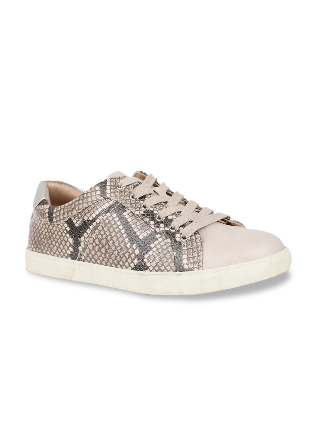 

Bata Women Beige Snakeskin Textured Sneakers