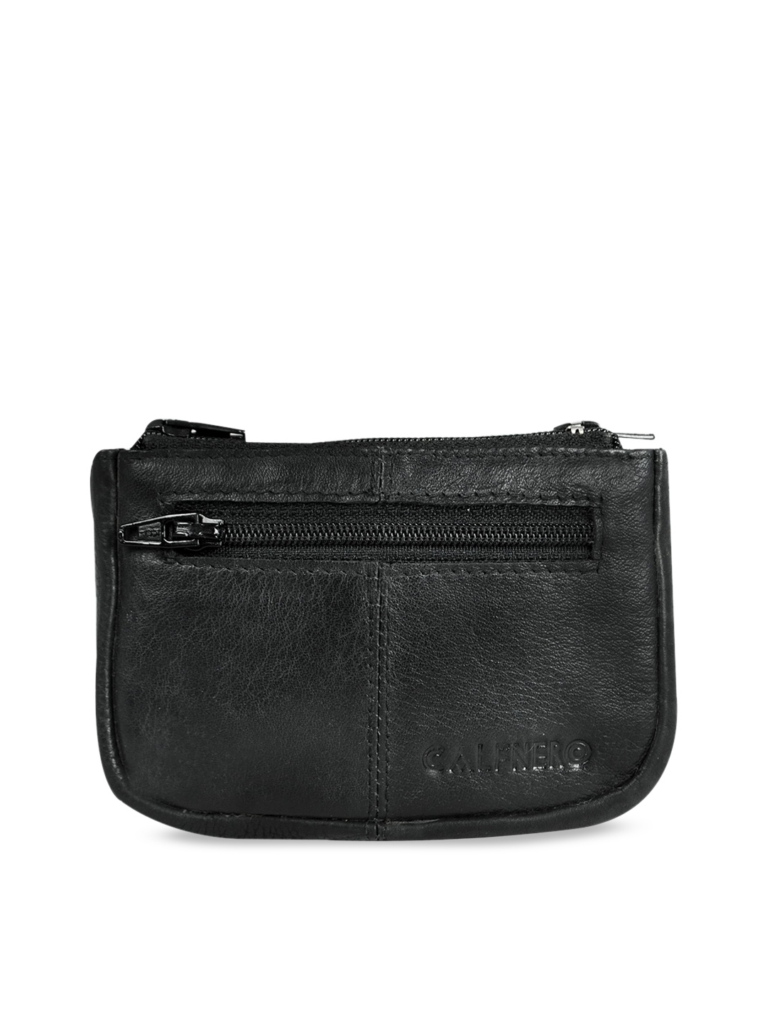 

CALFNERO Unisex Black Solid Genuine Leather Coin Wallet