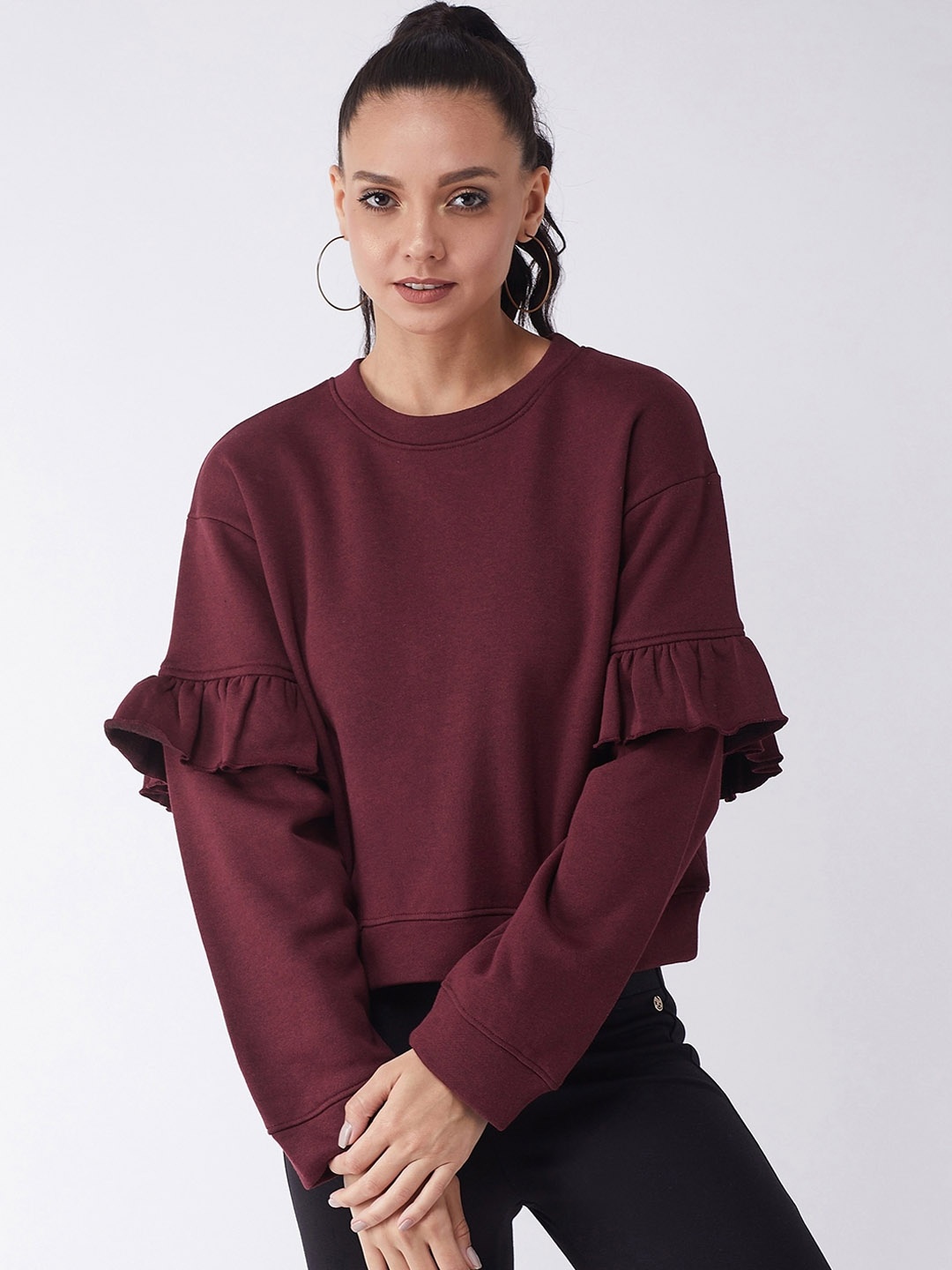 

MAGRE Women Maroon Solid Woolen Pullover Sweater