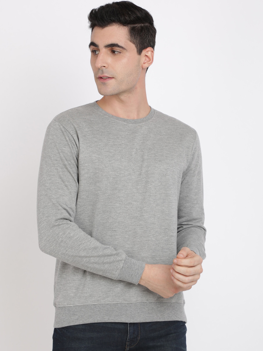 

IVOC Men Grey Solid Sweatshirt