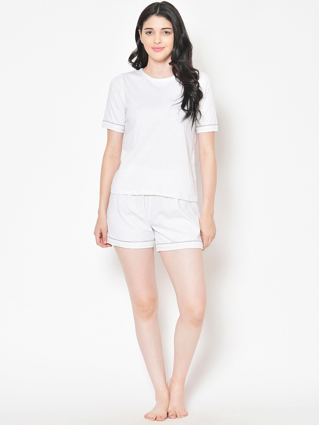 

Cation Women White Solid Night Suit