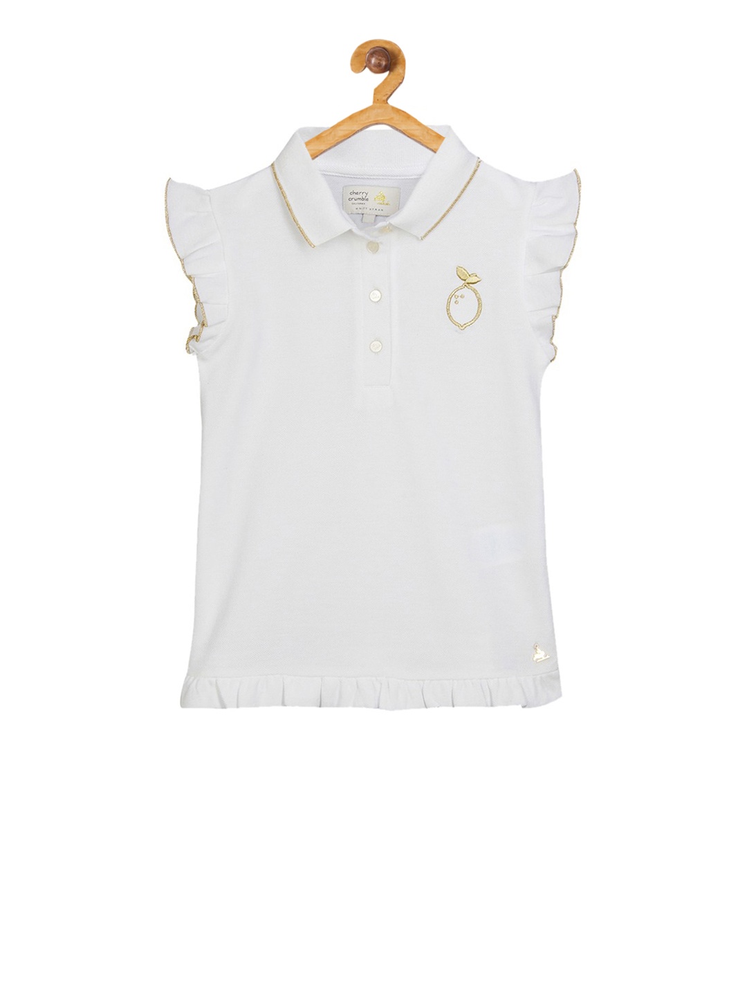 

Cherry Crumble Girls White Solid Shirt Style Top