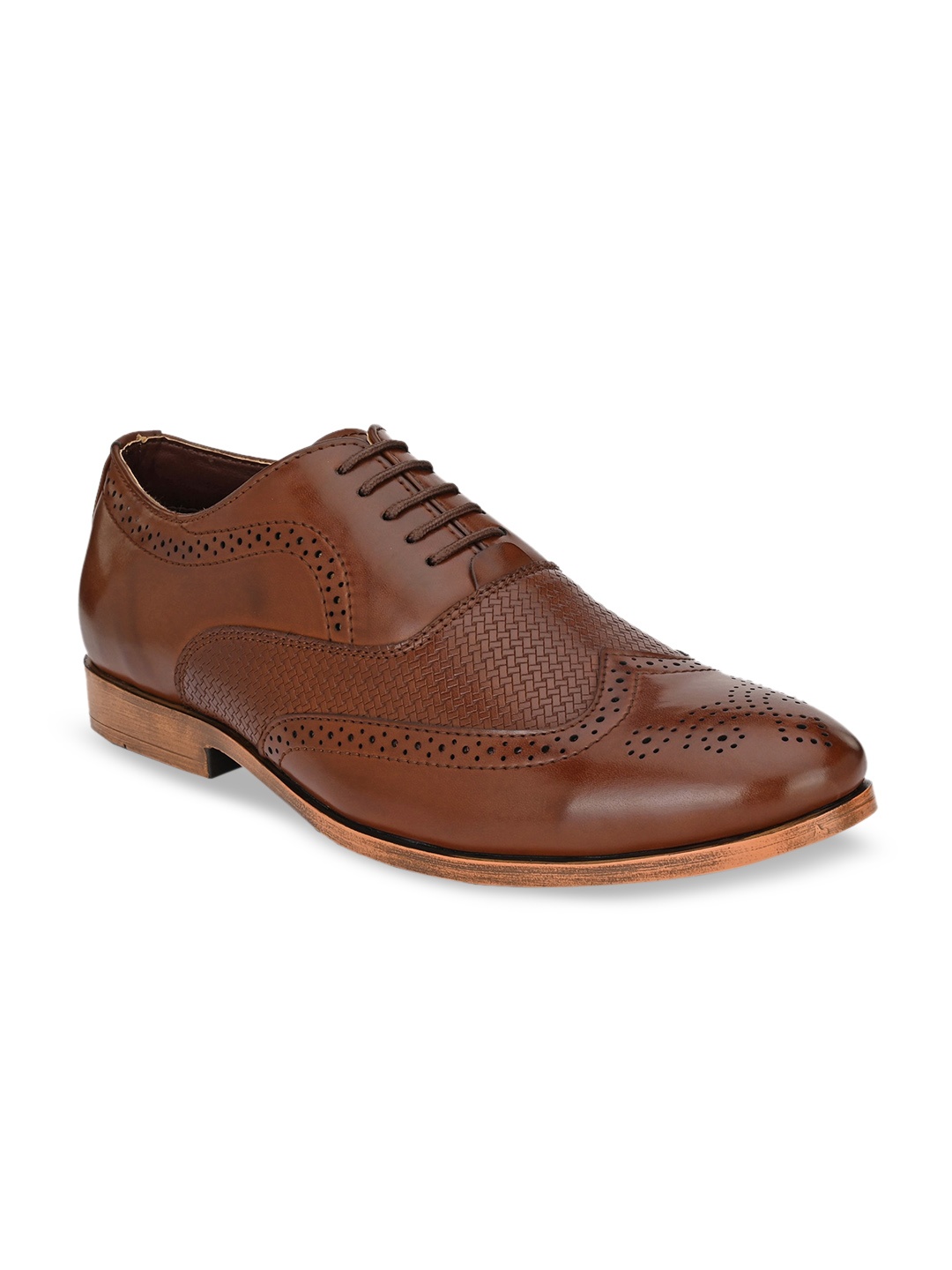 

San Frissco Men Brown Textured Formal Brogues