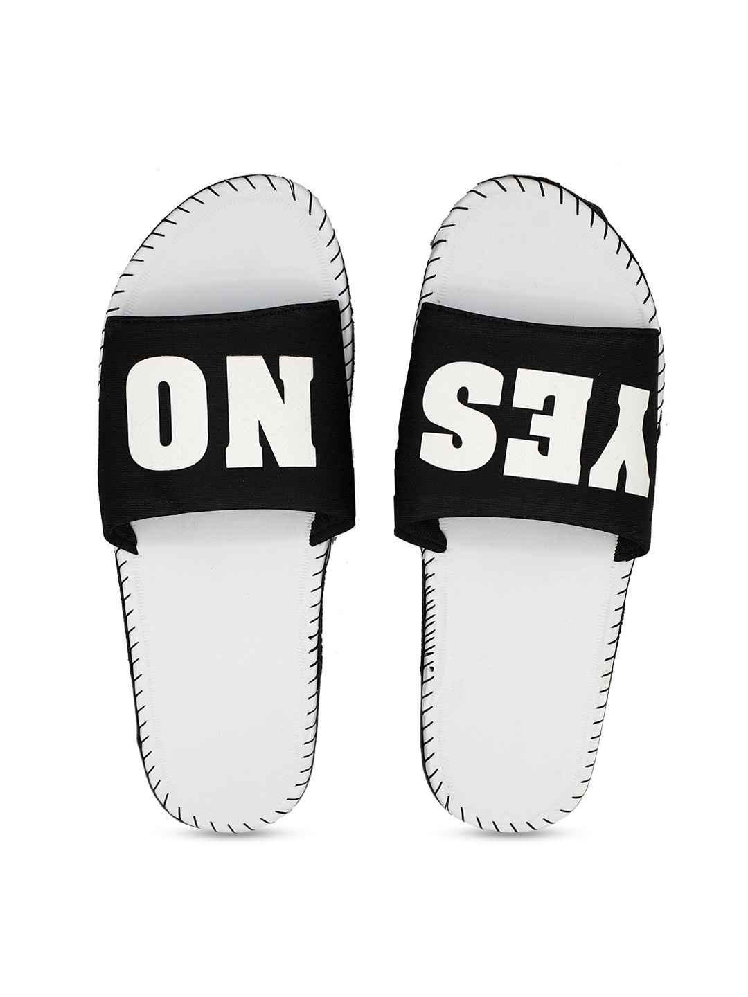 

Pampy Angel Men White & Black Printed Water-Resistant Sliders