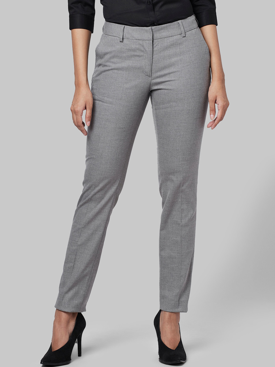 

Park Avenue Woman Women Grey Regular Fit Solid Formal Trousers
