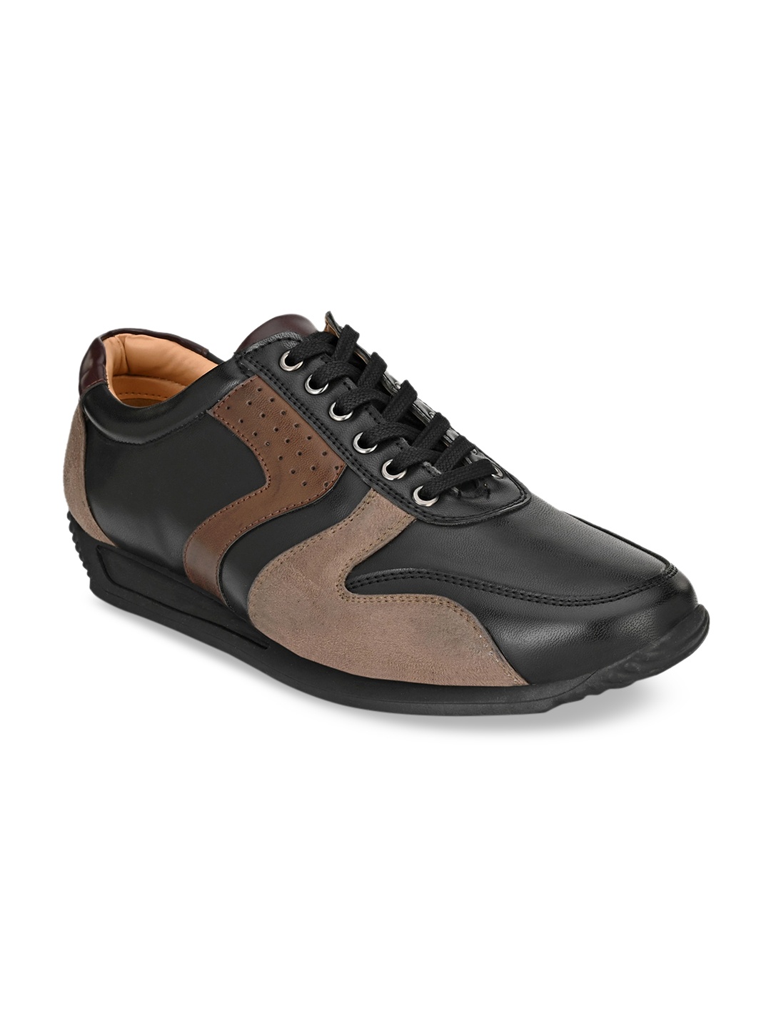 

San Frissco Men Black & Brown Colourblocked Sneakers