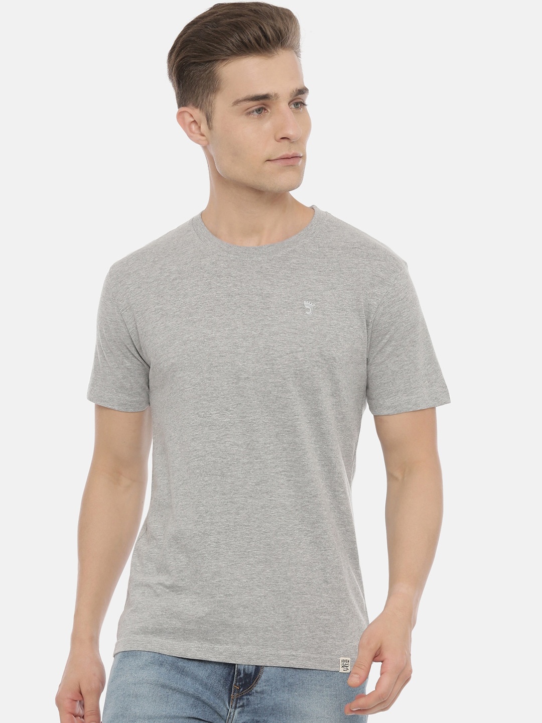 Joven Men Grey Melange T-shirt