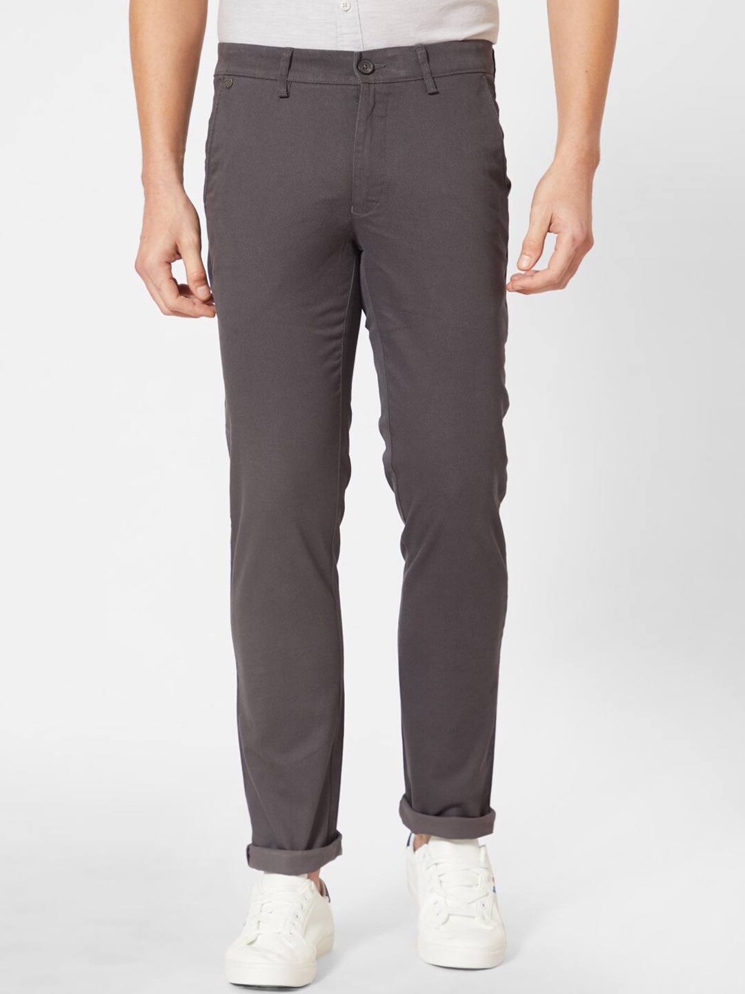 

J Hampstead Men Grey Regular Fit Solid Chinos