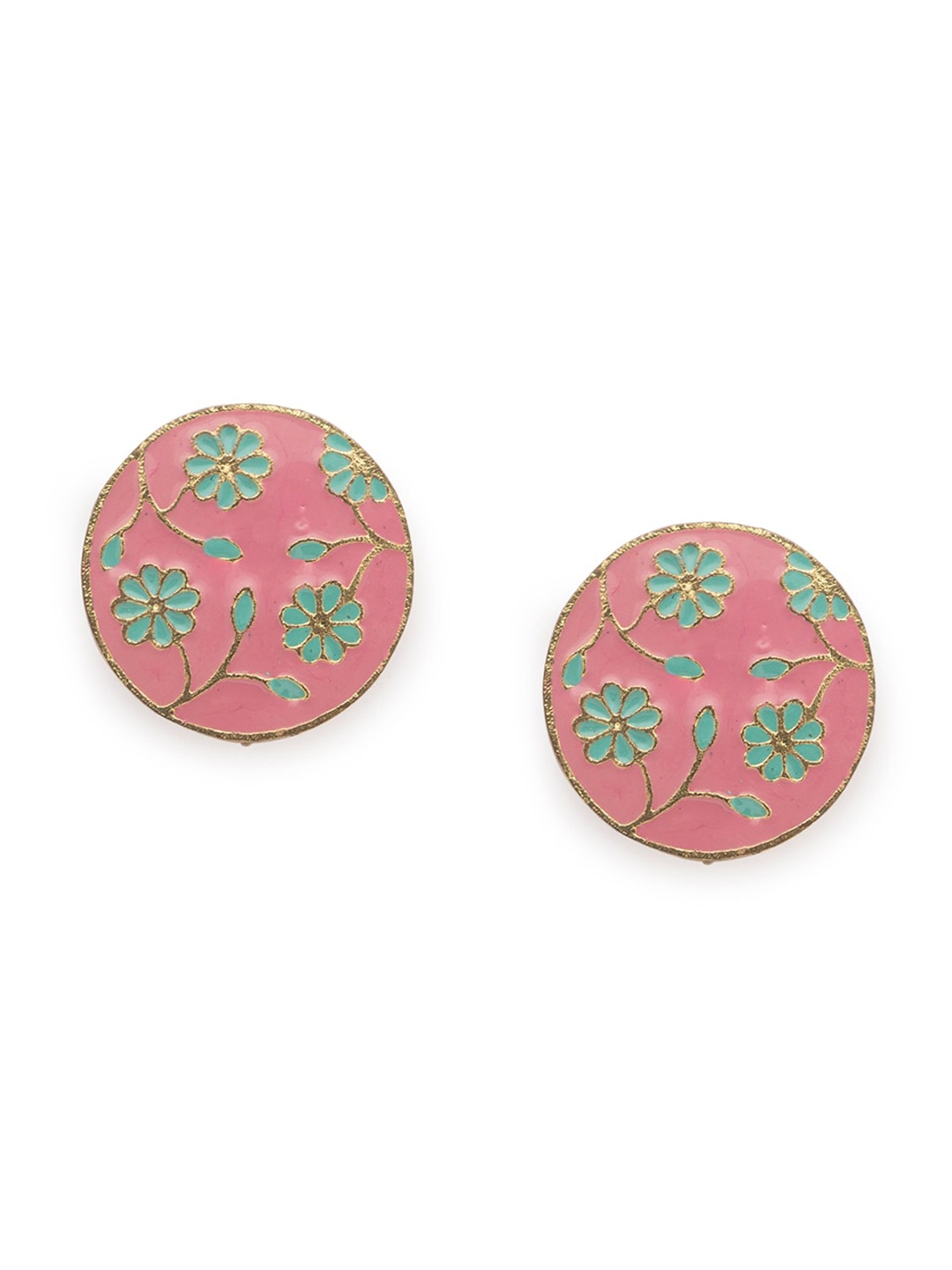 

Globus Pink & Green Gold Plated Handcrafted Circular Studs
