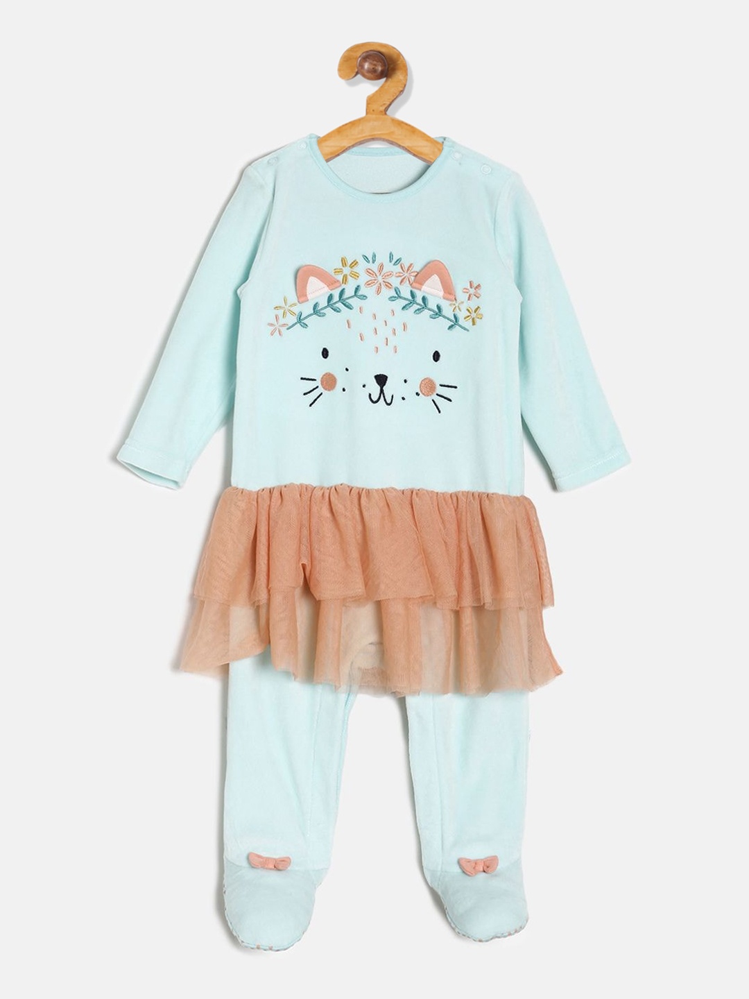 

MINI KLUB Girls Blue Embroidered Sleepsuit