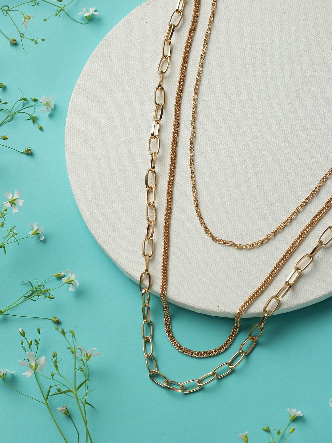

STREET 9 Rose Gold-Plated Chain Linked Layered Necklace