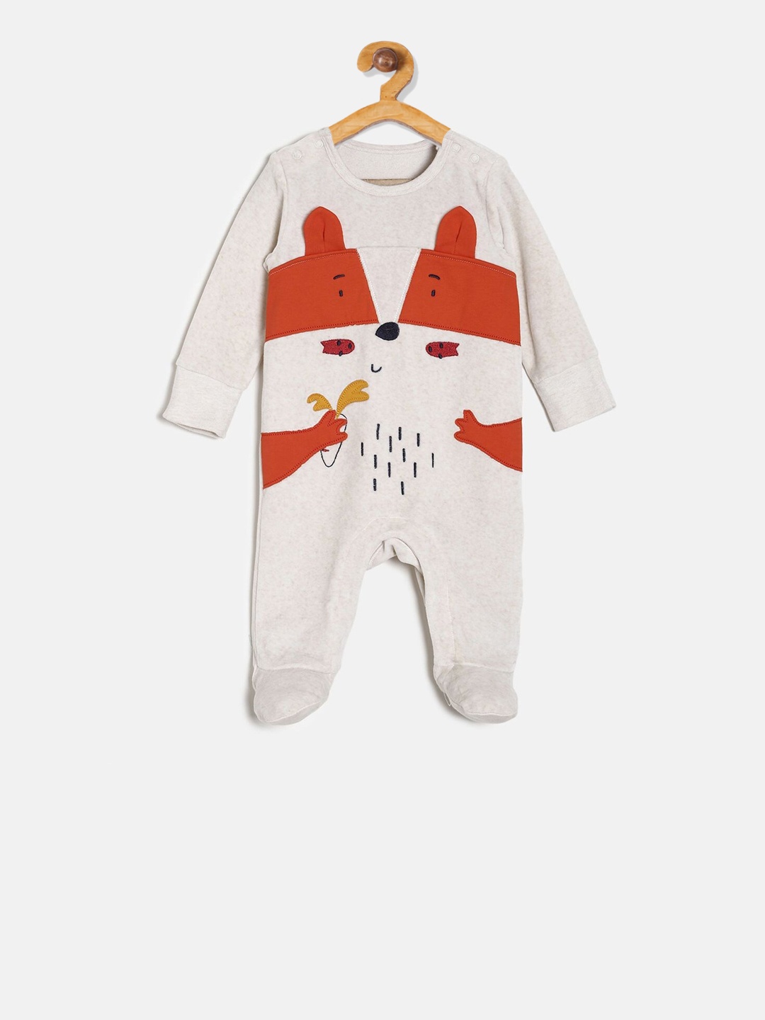 

MINI KLUB Infant Boys Beige & Orange Patterned Sleepsuit