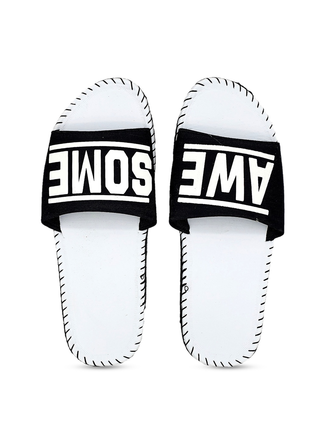 

Pampy Angel Men White & Black Printed Sliders