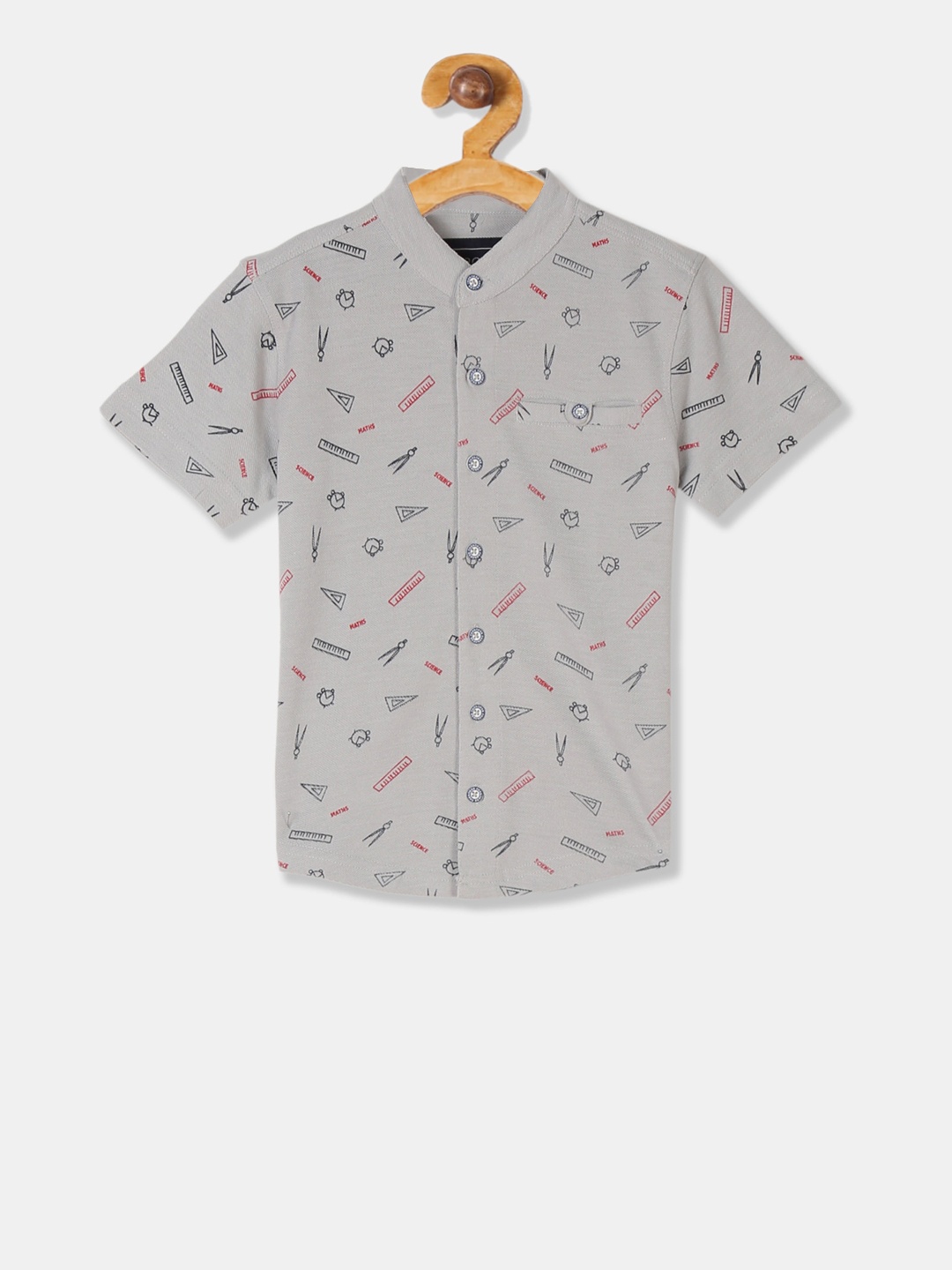 

Cherokee Boys Grey Regular Fit Printed Casual Shirt