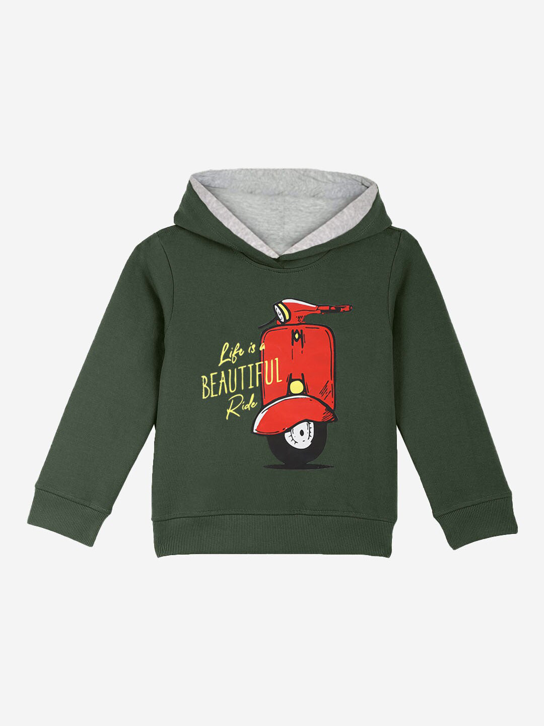 

Naughty Ninos Girls Green Printed Hooded Sweatshirt