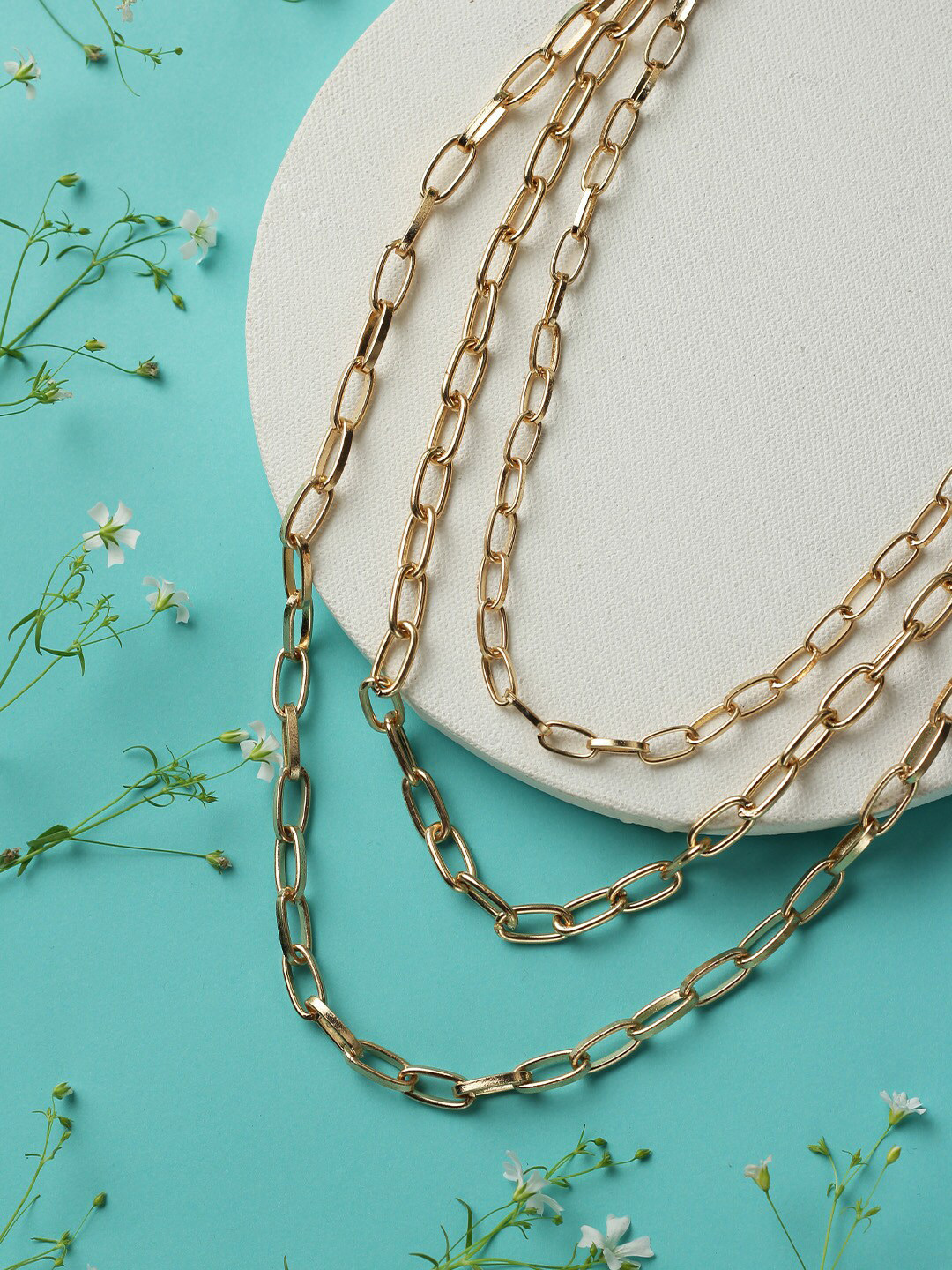

STREET 9 Rose Gold-Plated Chain Linked Multi-Layered Necklace