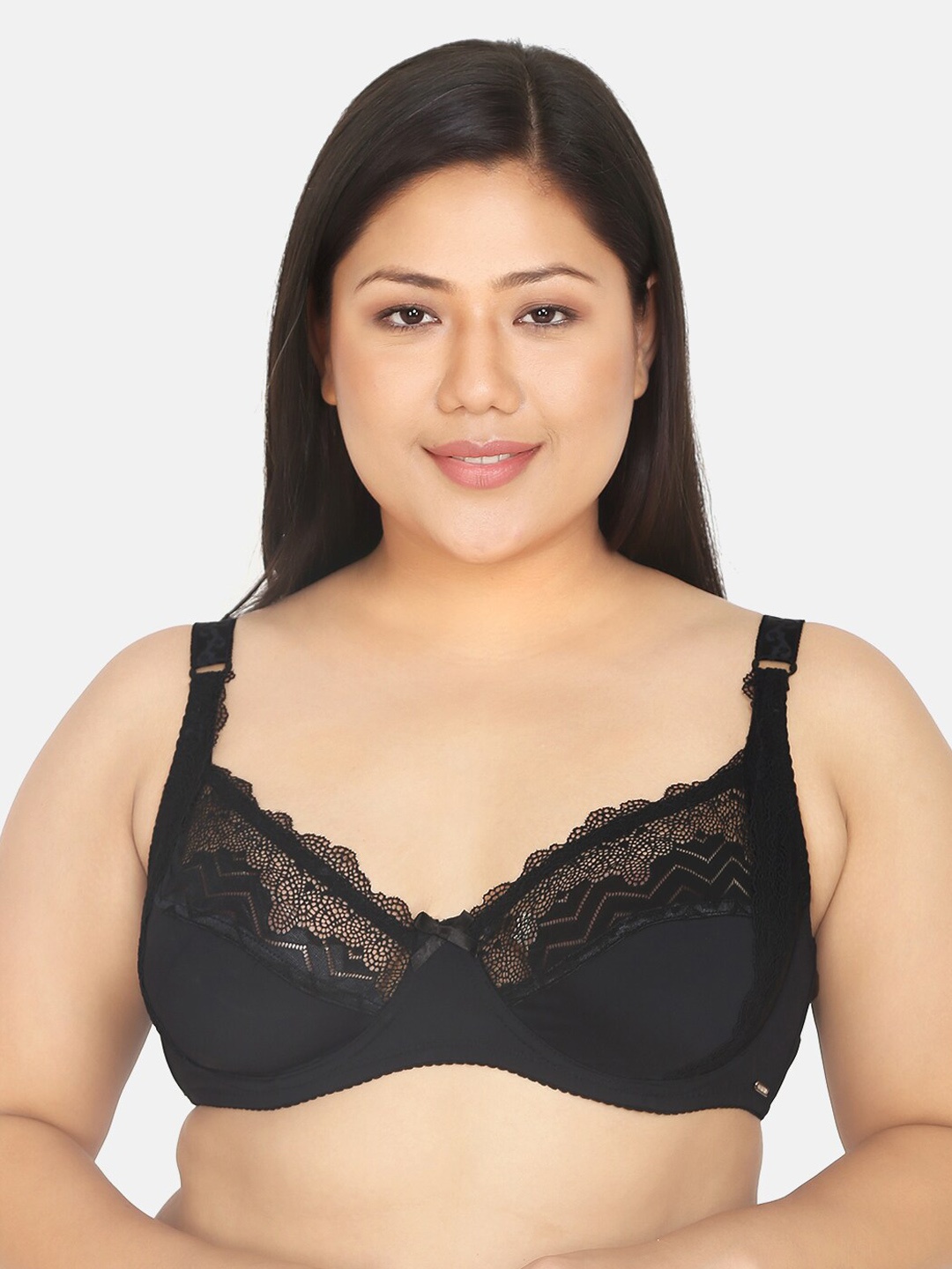 

Curvy Love Plus Size Black Solid Under-Wired & Non Padded Plunge Bra CL-17-C20