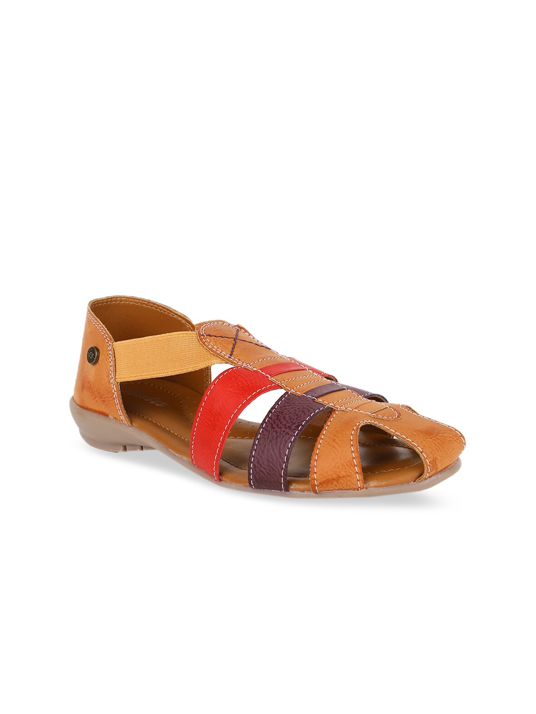 Bata Women Tan Brown & Red Colourblocked Gladiators