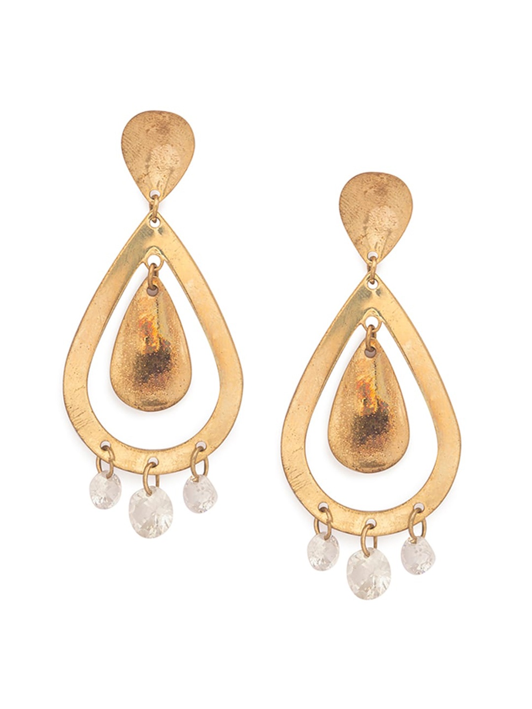

Globus White Gold Plated Teardrop Shaped Drop Earrings