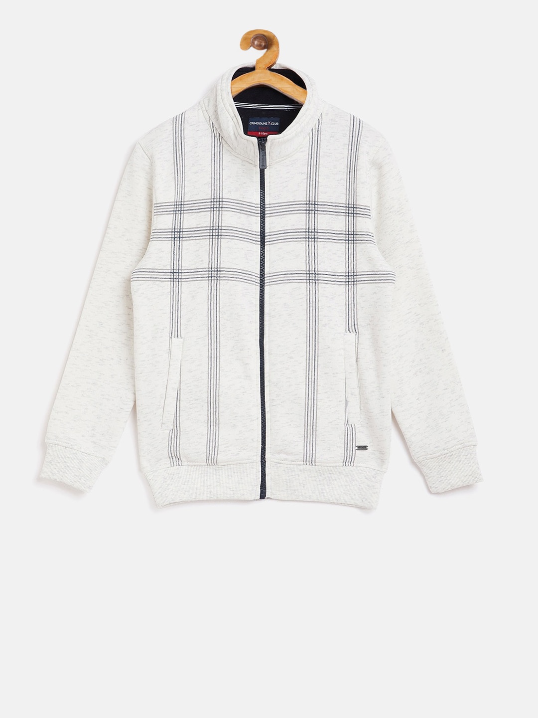 Crimsoune Club Boys White Checked Sweatshirt