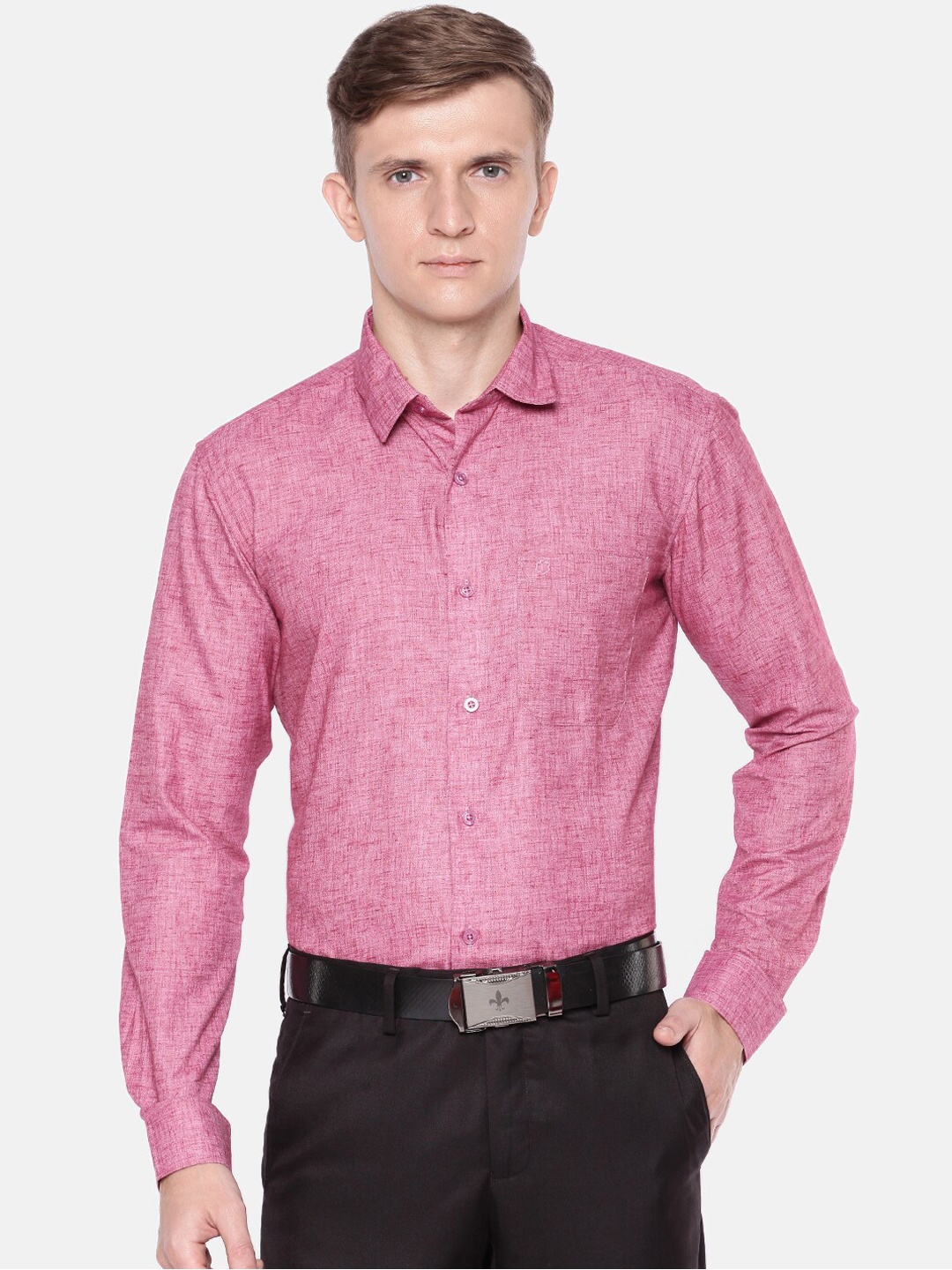

Jansons Men Pink Regular Fit Solid Formal Shirt