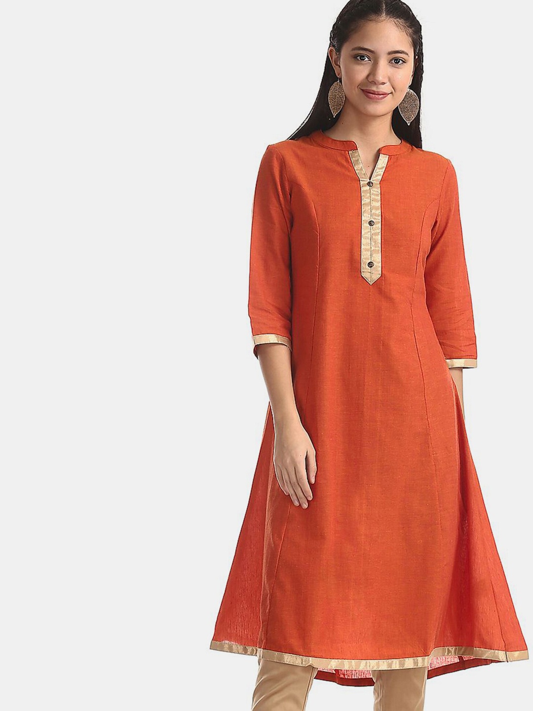

Karigari Women Orange Solid Anarkali Kurta