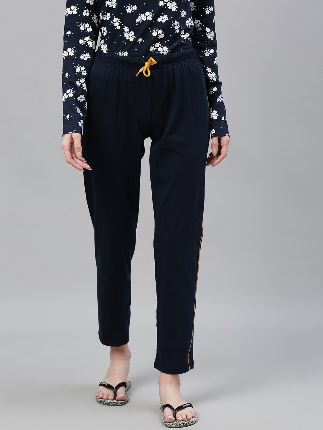 

Kryptic Women Navy Blue Solid Lounge Pant