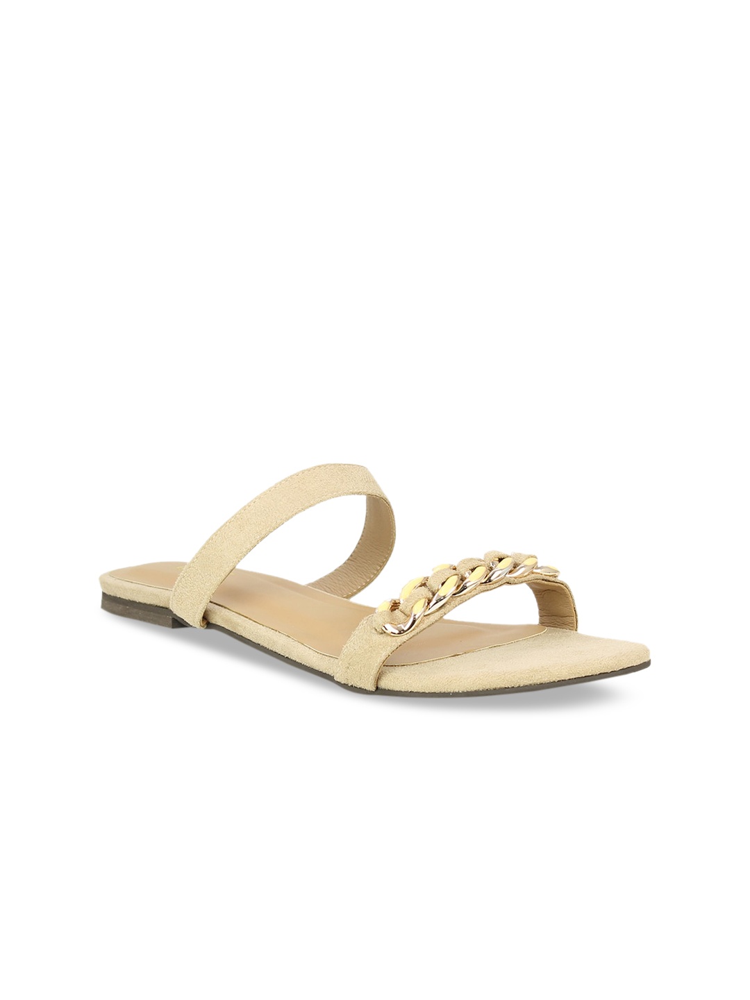 

Inc 5 Women Beige Embellished Open Toe Flats