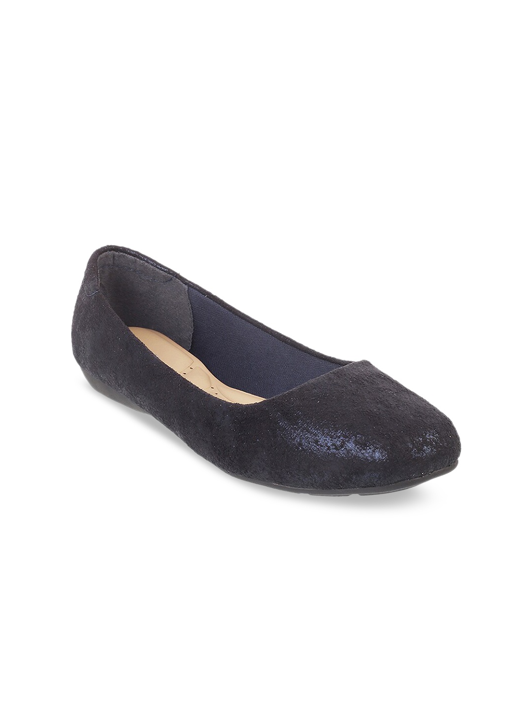 Mochi Women Navy Blue Solid Ballerinas