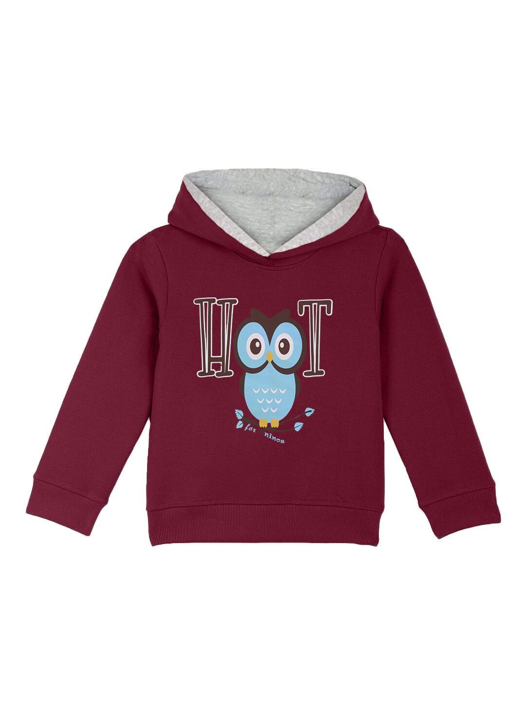 

Naughty Ninos Girls Maroon & Blue Printed Hooded Sweatshirt