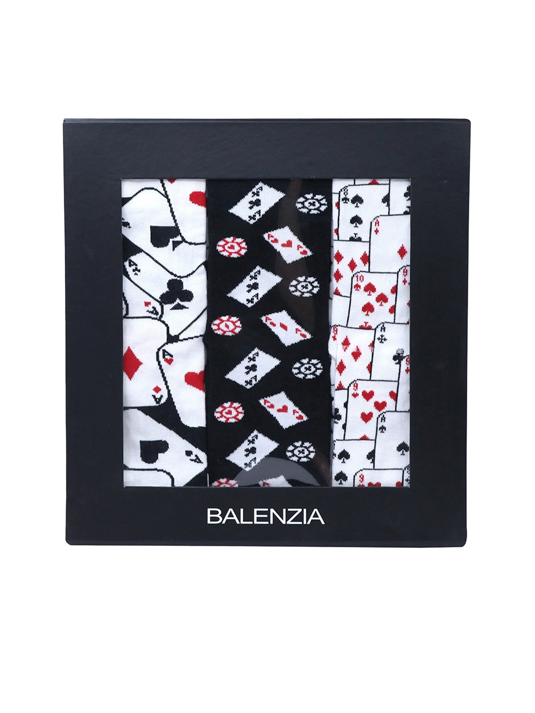 

Balenzia Men Pack of 3 Poker Patterned Calf-Length Socks, White