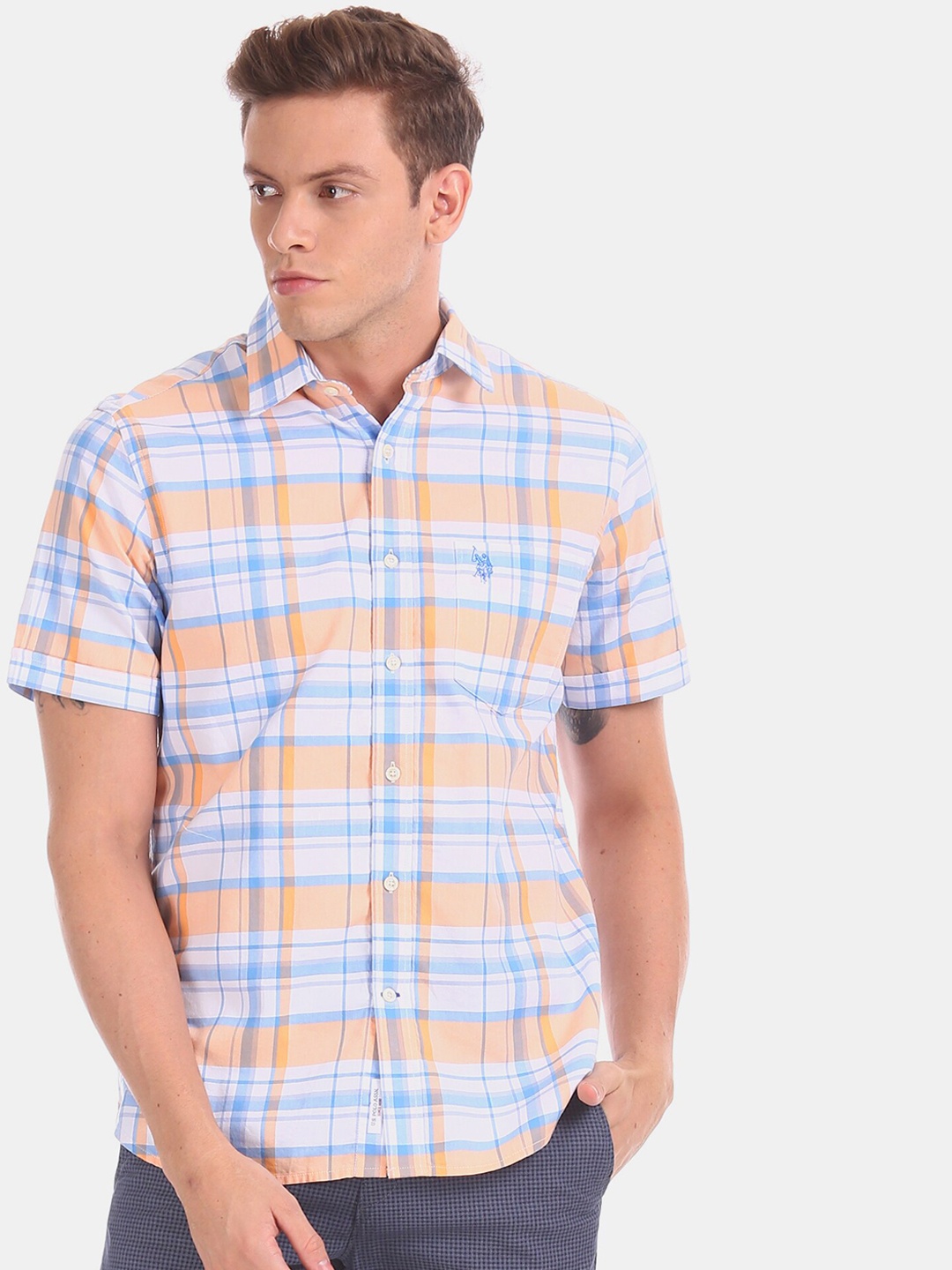

U.S. Polo Assn. Men Multicoloured Regular Fit Checked Casual Shirt, Multi