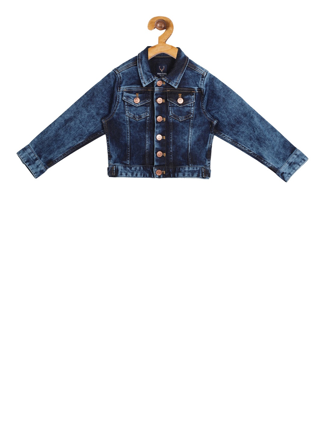 

Allen Solly Junior Boys Navy Blue Solid Denim Jacket